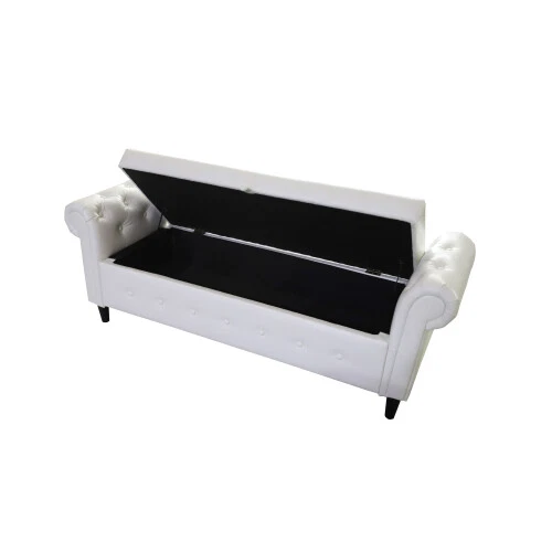 New Style Space Saving Storage Multipurpose Rectangular Sofa Stool White NEW