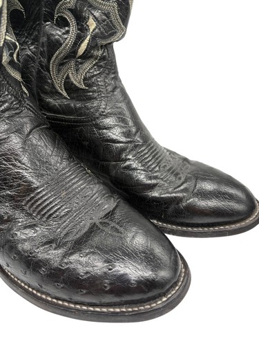 Tony Lama CT871 Mens Black Smooth Ostrich Round Toe Western Cowboy Size 9 D - Picture 12 of 18