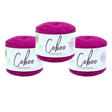  3 Pack Lion Brand Yarn 835-144L Coboo Yarn, Magenta