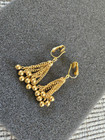 Vintage Clip on Earrings Gold Tone Dangle Drop Chains w Metal Ball Beads T1 — photo 4
