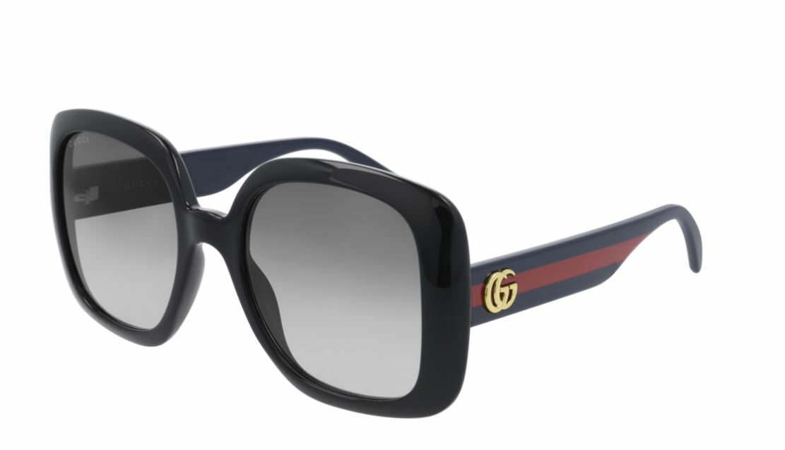 Gucci GG 0713S 001 Black Blue/Gray Gradient Square Women's