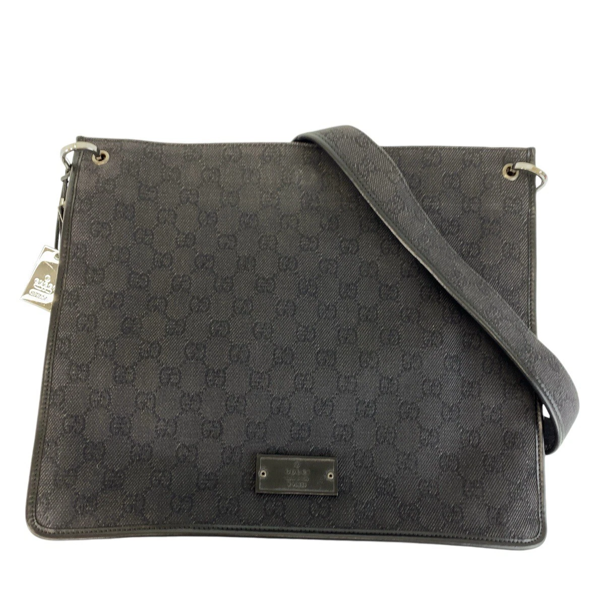 GUCCI 90656 Sac à bandoulière diagonale noir noir argent matériel GG toile GG