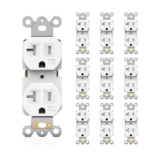 15/20 Amp-125V Electrical Wall Outlet Receptacles White  Black Ivory 10 Pack
