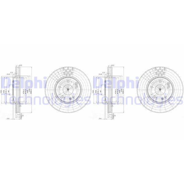2X Delphi Bremsscheiben 300Mm BelÜFtet Vorne Passend FÜR Chrysler Crossfire-image