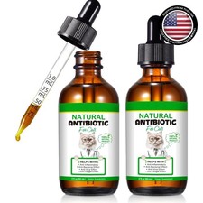 Cat Antibiotic 4 Fl Oz 2 Pack Liquid Drops Chicken Flavor Natural Pet Supplement
