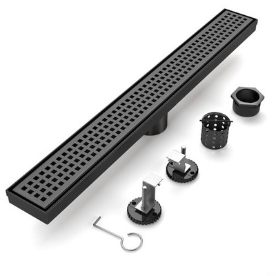 ebyte 28-Inch Matte Black Linear Shower Drain 304 Stainless Steel Quadrato
