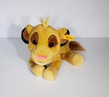 Steiff Disney Lion King Simba Cub Tan Bean Bag Plush Stuffed Animal Toy 10" EUC