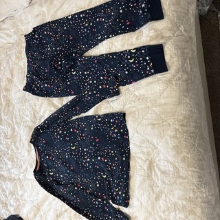 M&S Navy Star Long Sleeved Girls Pyjamas Aged 9 10 Years