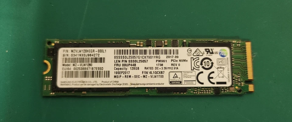 *Used* 128GB M.2 NVME 2280 Internal Solid State Drive, Mixed Brand