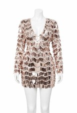 Fashion Nova Glammed Up Sequin Dress Rose Gold Size Large Party Evening