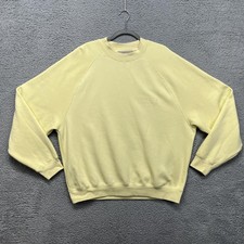 ESSENTIALS Fear Of God Sweatshirt Mens L Oversized Yellow Crewneck Fleece Logo