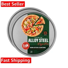 13 Inch Alloy Steel Pizza Pan, Non-Stick Coating, Serving Tray, Round Baking ...