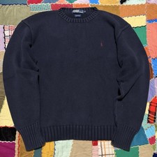 Vintage Polo Ralph Lauren Red Pony Navy Blue Sweater XL