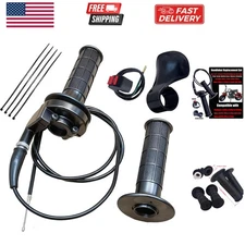 Handle Bar Throttle Grips Grip +Throttle Cable + Throttle Housing Clamp for 5...