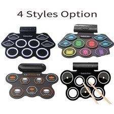 Electronic Roll Up Drum Set 7/9-Pads Portable App Bluetooth MIDI for Beginners