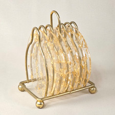 Set of 6 Gold Foil Acrylic Coasters with Gold...