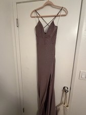 Windsor Mauve Glitter Strappy Long Gown Maxi Dress V-Neck M for Women