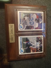 Barry Sanders Mel Grey Detroit Lions Wooden Display Cards