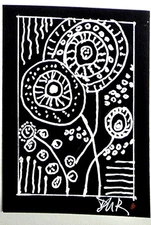 ACEO Artist Original Mixed Media. 2.5 x 3.5 "BLOSSOM" 1/4 Collection "SACRED"