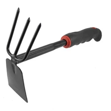 Black Rubber Handle Rake Hoe Garden Yard Hand Tool