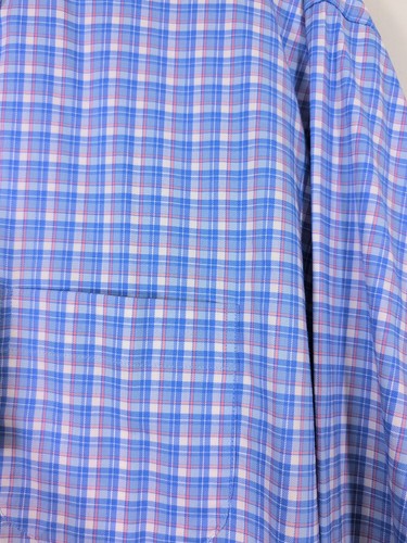 Peter Millar Button Down Shirt Mens XXL Blue Pink Plaid Long Sleeve NWT - Picture 4 of 8