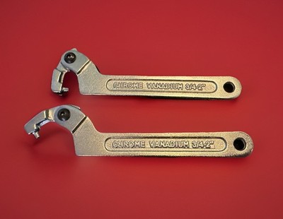 Pair Of Adjustable C-Spanner Hook Wrench 3/4-2'' 19-51mm Round Head Lock Nut Tool