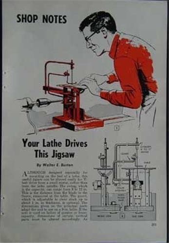 Jigsaw Scroll Saw How-To build PLANS Runs off Lathe Shopsmith Attachment