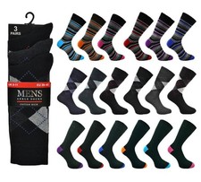 Cotton Rich Socks Fashion Design Formal Dress Suit Work Sock Size 6-11 6 PAIRS 