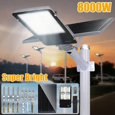 8000W Commercial Solar Street Lights LED Outdoor Dusk to Dawn Super Bright Lamp