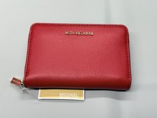 Michael Kors Crimson Zip-Around Wallet for Women with Logo and Credit Card Slots