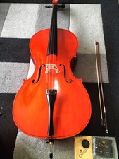 Cello Full Size 4/4 Size Cello Cecilio C-100 Bow Carry Case Rosin Strings Stand 