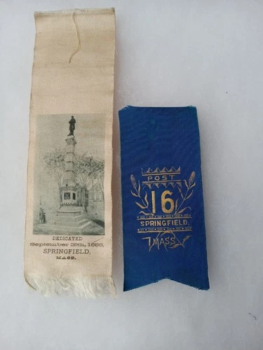 SPRINGFIELD MASS GAR CIVIL WAR MONUMENT DEDICATION GRAND ARMY REUNION RIBBONS