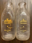 Millstadt Illinois Creamery Milk Glass Bottles Vintage (2) One Quart