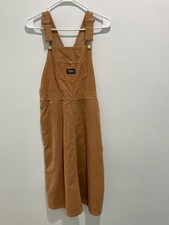 Madewell Corduroy Overall Mini Dress Tan Brown Pockets Adjustable Sz see measure