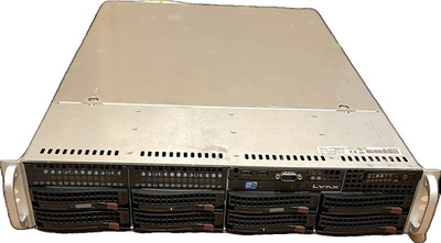Supermicro CSE-825 2U 8-Bay SAS Server   2× Intel Xeon E5506, 16 GB DDR3 ECC, 7