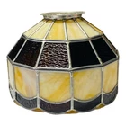 VTG MCM Tiffany Style Slag/Stain Glass Lamp Shade OnlyAmber Beige Ceiling Mount