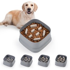 Sunhoo Slow Feeder Dog Bowls Large Breed Puppy Puzzle Feeding Dish Maze Grey 