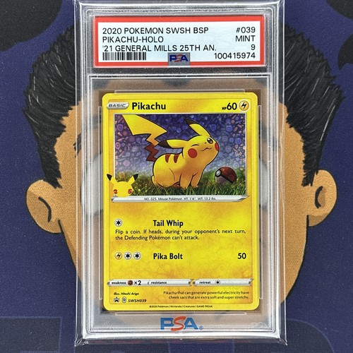 PSA 9 MINT 2020 Pokemon General Mills 25th Anniversary PIKACHU #039 Holo - Picture 2 of 3