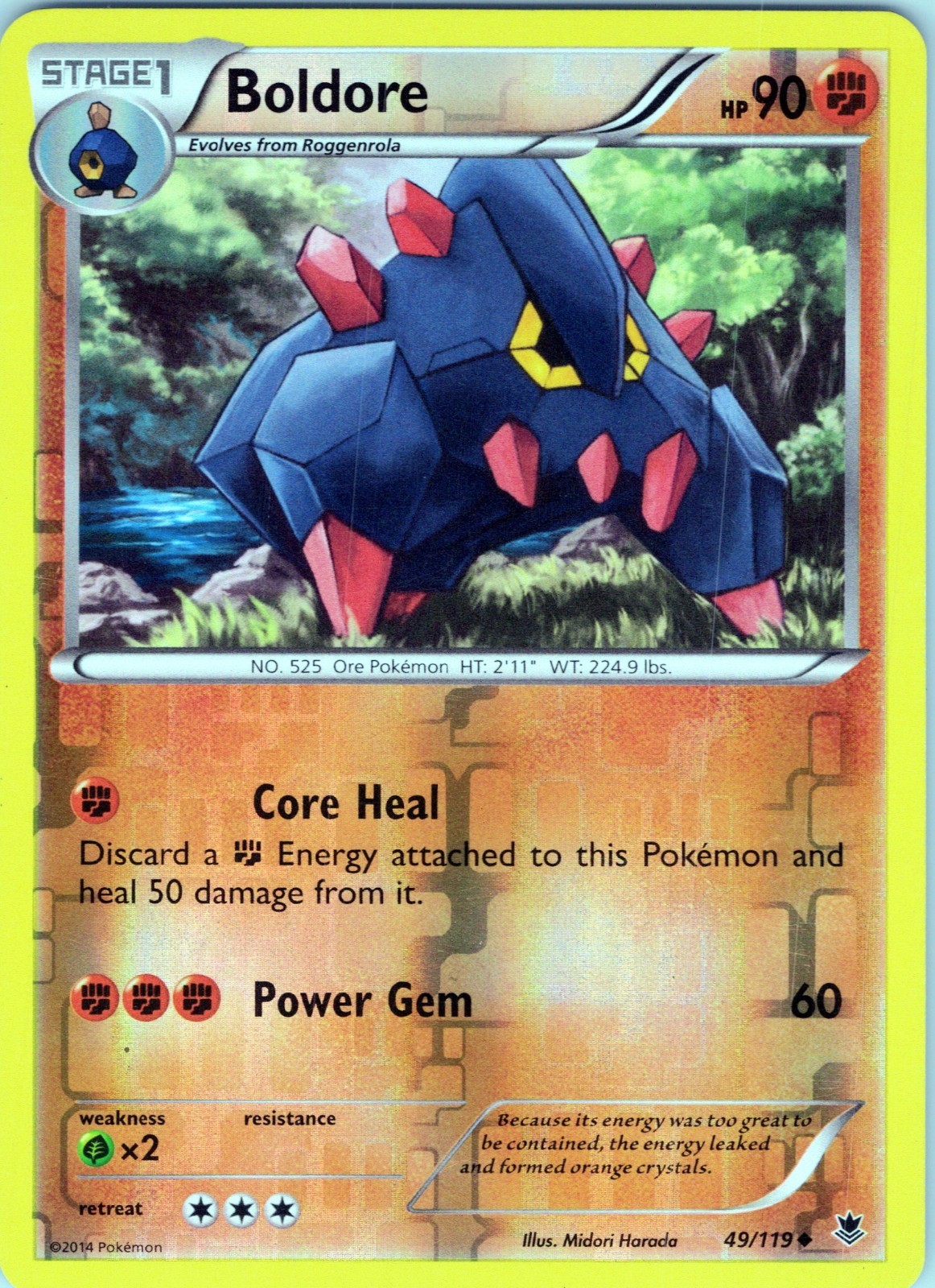 Boldore 49/119 Uncommon - Pokemon TCG XY: Phantom Forces - Reverse Holo (LP)