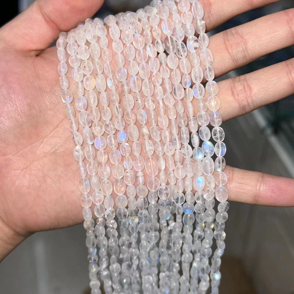 High Quality Oval Sri Lanka Natural Blue Moonstone Beads for Jewelry Making DIY - Image 3 of 4