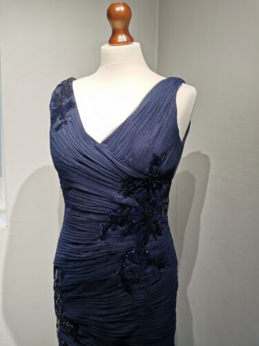 Designer Long Evening Gown Cruise Dress JS Collections Blue Sequin MOTB Size 12 - Picture 5 of 17