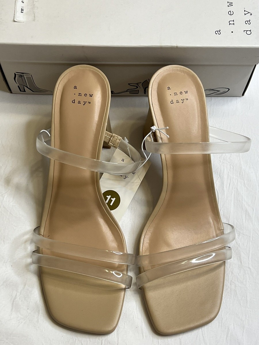 A New Day - Women's Stacy Mule Heels - Beige/Clear - 11 | eBay