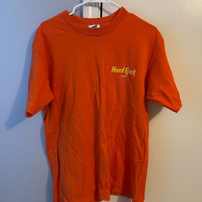 Hard Rock Cafe Cancun Graphic Print Short Sleeve Graphic T-Shirt Orange Sz Large