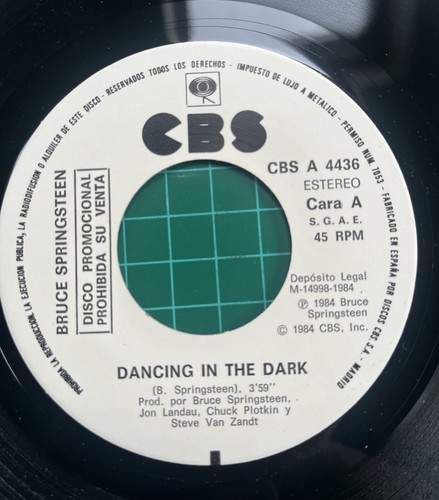 BRUCE SPRINGSTEEN DANCING IN THE DARK RARE SPAIN 1-sided PROMO PS 45 1984 - Picture 3 of 3