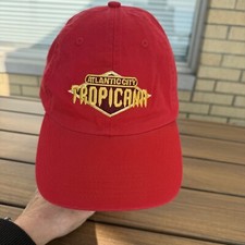 Tropicana Atlantic City in Yellow Maroon on Red Hat Cap Strap Buckle Perrin