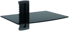 GLASS SHELF WALL MOUNT UNDER TV CABLE BOX COMPONENT DVR DVD BRACKET