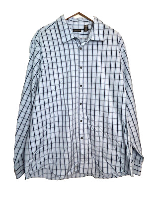 Structure Dress Shirt Mens XXL Woven Check Button Down Cotton Long Sleeve