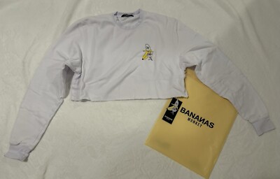 NWT Bananas Monkey Cropped White Homies Crewneck - Size S/M
