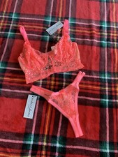NWT For Love  Lemons Longline Bra And Thong Lingerie Set Small