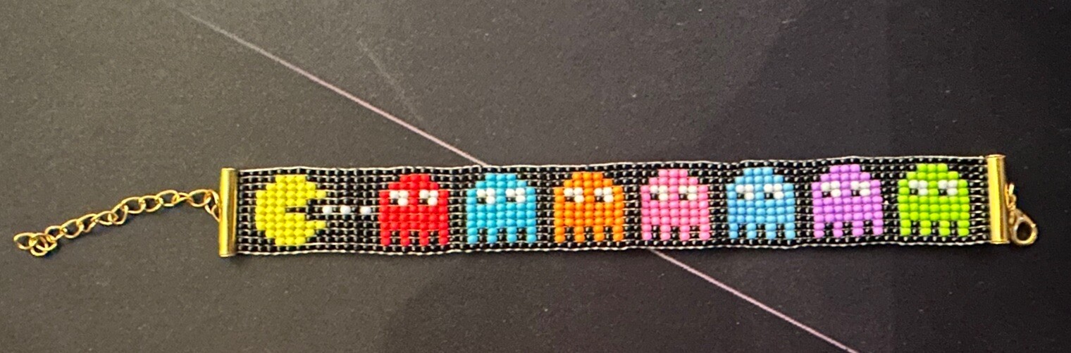 Pacman Seed Bead Handmade Bracelet - Retro Gaming Gift